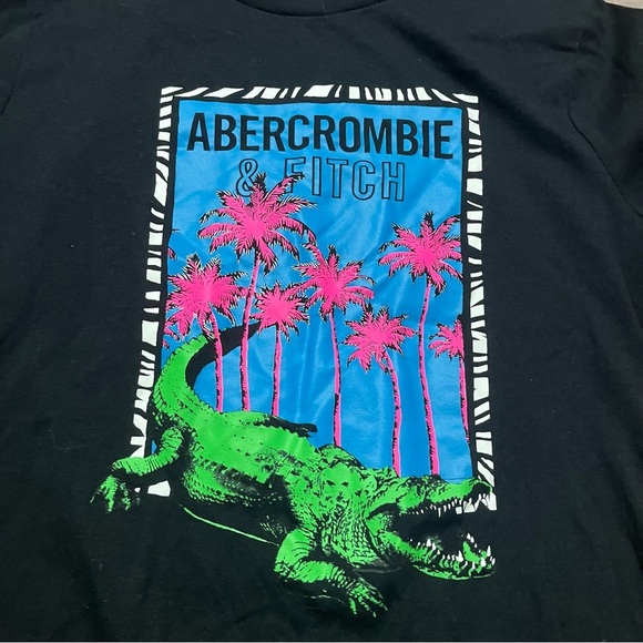 Abercrombie Fitch Kids Black and Green Graphic Tee Alligator Beach - Picture 3 of 6
